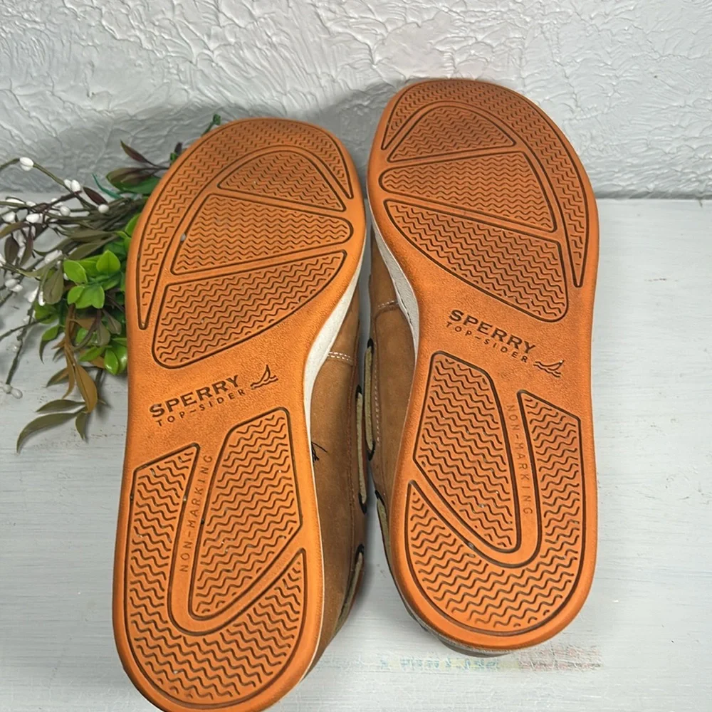 Sperry Men’s Top Sider Leather Boat Shoes Leather Ties Rubber Soles Size 11 M